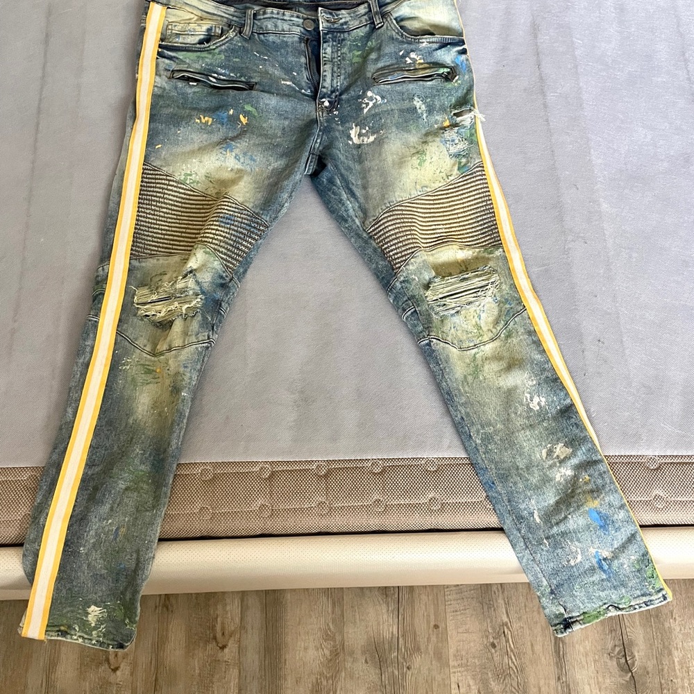 Men’s Designer Painter Style Biker Jeans sz.34
